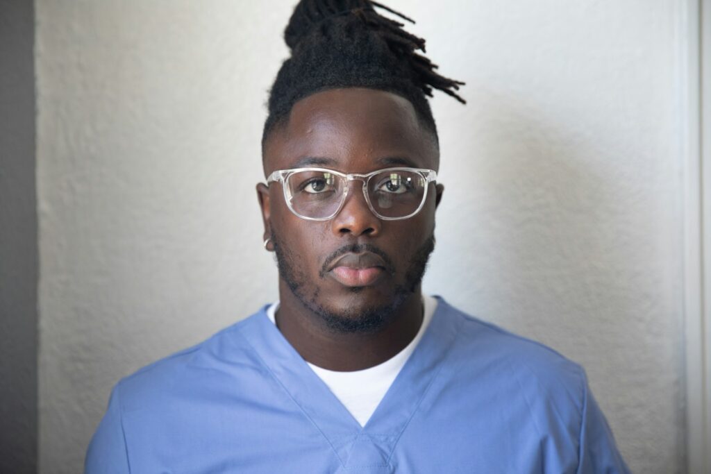 a man wearing glasses